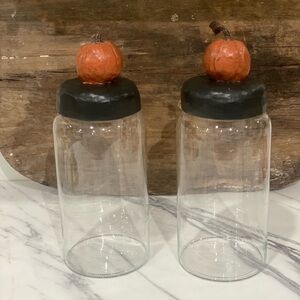 Set of 2 Pumpkin Lidded Glass Jars 🦃🍁🎃  NWT